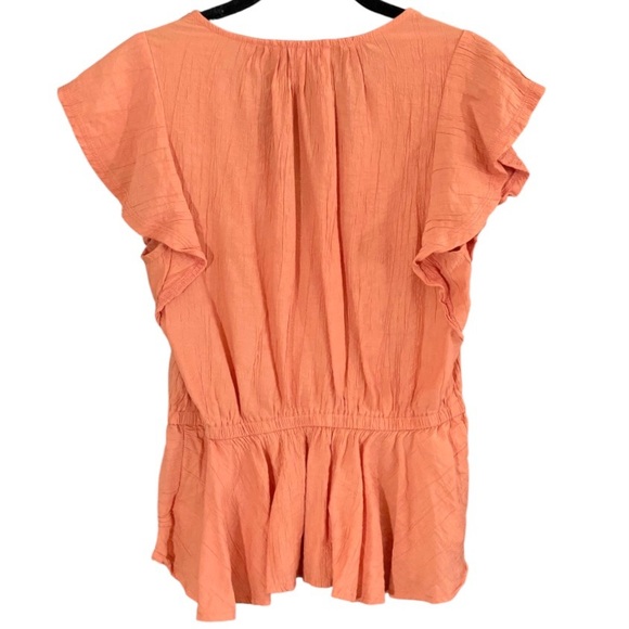 Sam Edelman Women’s Flutter Sleeve Boho Top Small Peplum Romantic Fairy Feminine - Picture 5 of 9